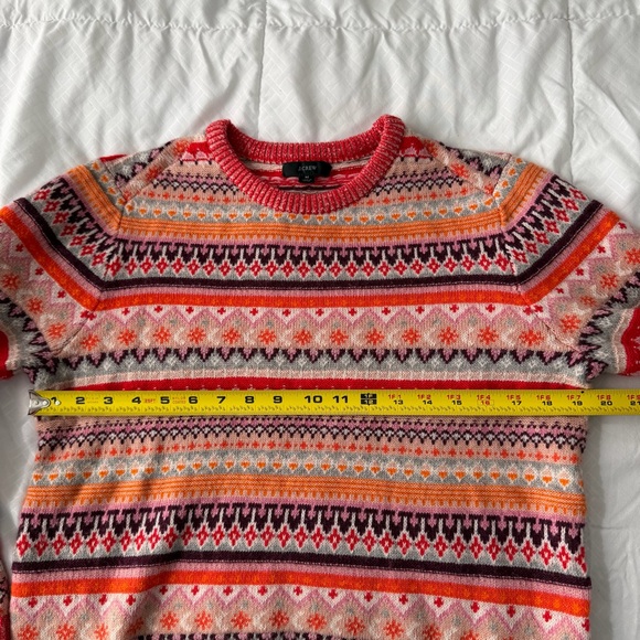 J. Crew Fair Isle Lambswool Blend Cropped Sweater Women’s M Orange Ski Lodge - Picture 5 of 8